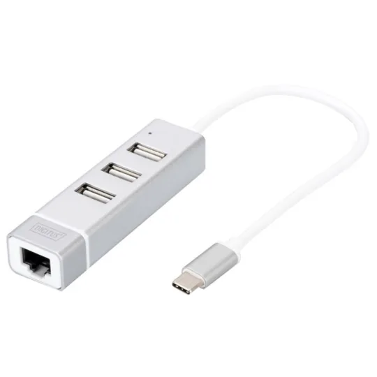 Digitus USB-C jaotur koos LAN-adapteriga