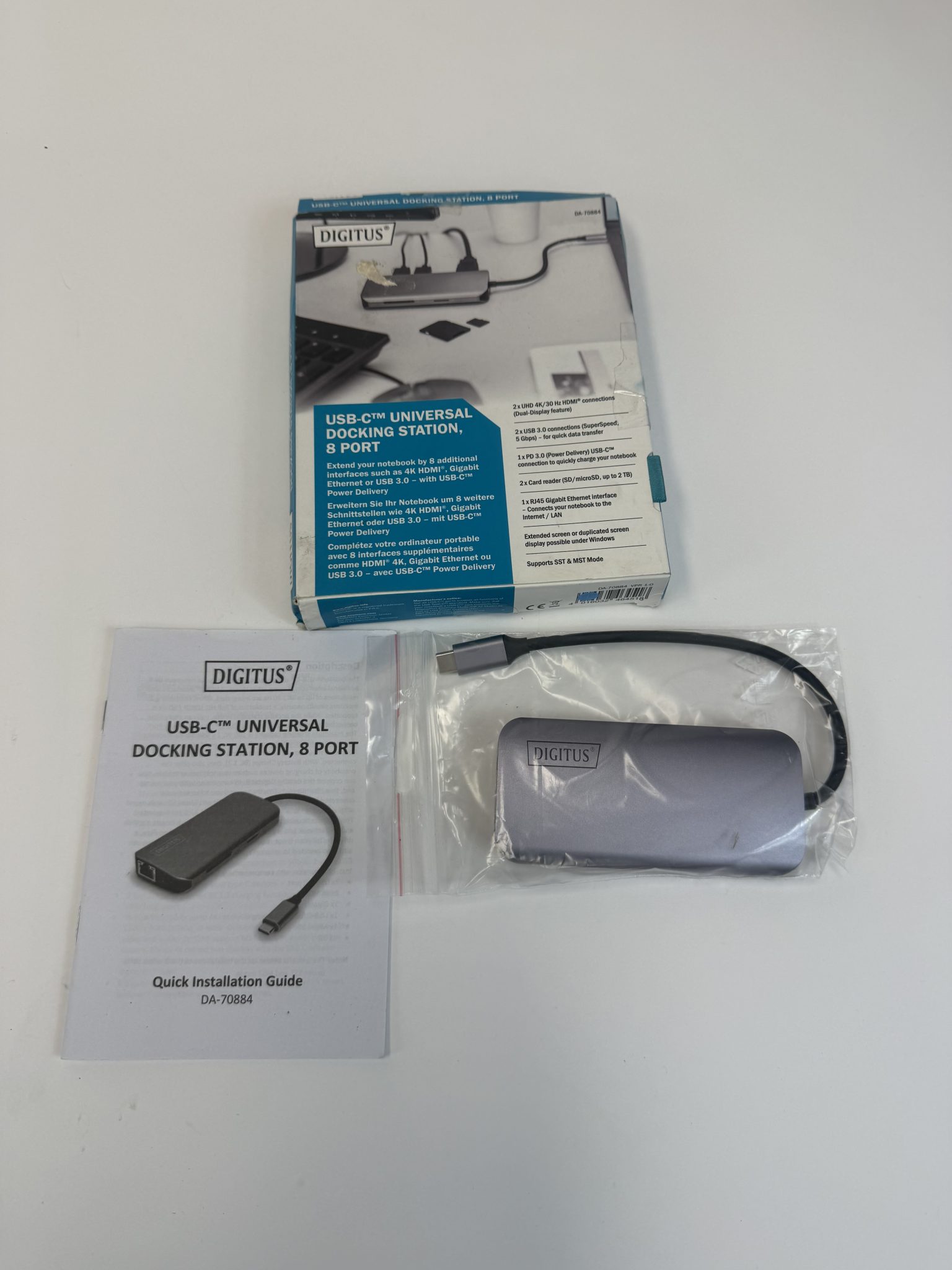 DIGITUS DA-70884 USB-C šakotuvas 8 jungtys